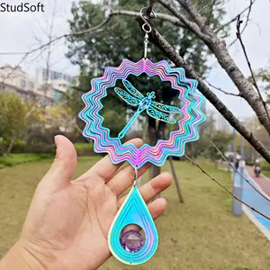 15cm 3D Hummingbird Wind Spinner, Colorful Stainless Steel Outdoor Wind Spinner, Kinetic Hummingbird Wind Chime for Garden, Patio, Yard & Outdoor Decor