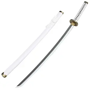 One Piece Cosplay Sword Wado Ichimonji for Zoro Fans, Full Size Blunt Blade Katana, White Wrapped Handle & Matching White Sheath, Halloween Comic Con Anime Collection Prop