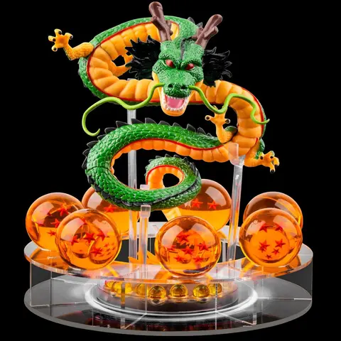 Shenron Dragon Collectible Figurine Statue Set - Detailed Figures, 3.6cm Crystal Ball, Acrylic Base Dragon Mascot Art Toy - Ideal for Display, Gift for Enthusiasts