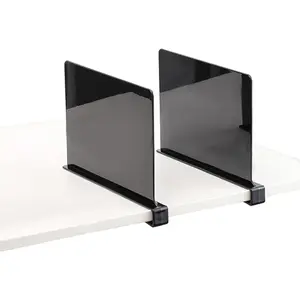 2 PCS Black Shelf Separators, Acrylic Shelf Dividers for Closets, Wood Shelf Dividers, Perfect for Bedroom Kitchen Cabinets and Clothes Organizer, Shelf Storage and Organization