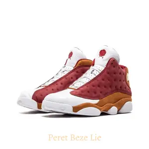 Dune Red and White High-Top Retro Basketball Shoes, Tumbled Leather and Suede Upper