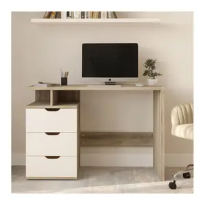 Lavish Home Computer Desk with Attached 3-Drawer Cabinet