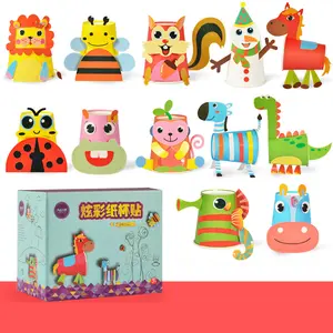 Hatwoo Arts and Crafts for Kids, Toddler Crafts Animal Paper Cup Art Kit Gift for 3 4 5 6 Year Old Boys Girls DIY Kids for Birthday Party Favor Preschool Classroom Party Games