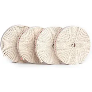 26 Foot /4 Rolls Oil Lamp Wick, 1/2 Inch Oil Lantern Wick, Flat Cotton Wick, Oil Lamp Wicks Burner with Stitch, 6.5 Feet per Rol
