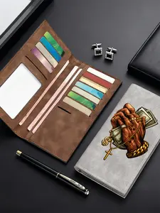 Men's Prayer Hand Money Cross Design Wallet, Long Leather Bifold Large Capacity Coin Purse, Fashion Color, Soft Material, Ideal Daily Use