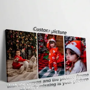 Custom Picture 3-Piece Wall Art Canvas Set with Personalized Photo and Pine Wood Frame for Home Decor