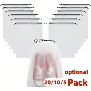 20/10/5Pack Clear Waterproof Shoe Bags for Travel (15.7"x11.8"/40x30cm) - Reusable Drawstring Shoe Organizers for Suitcase, Gym, Vacation - Travel Essentials for Women & Men