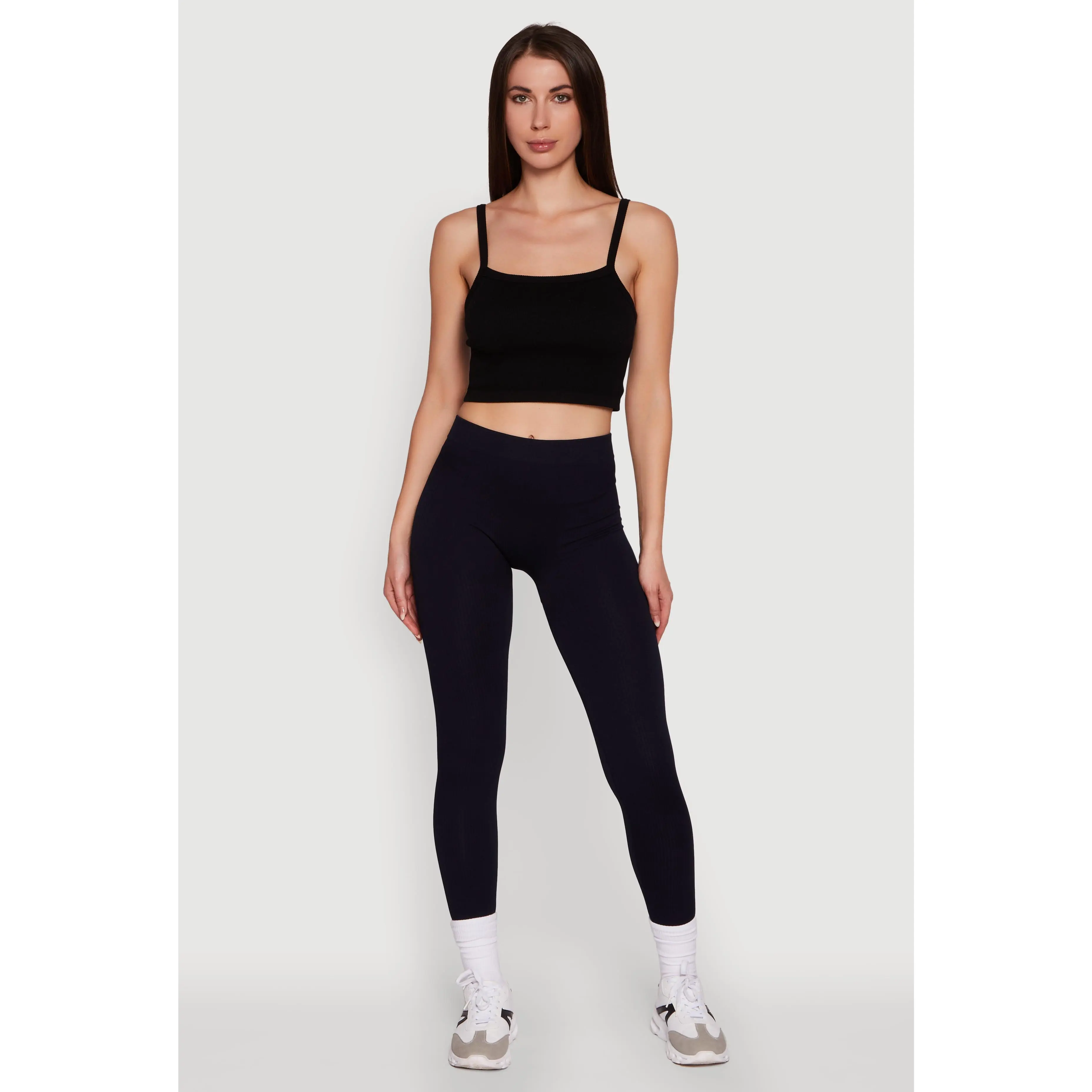 Trendy Rib Knit High Waisted Leggings