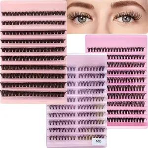 3 boxes of DIY clustered false eyelash extension kit, large capacity self grafting D-roll natural thick multi style eyelashes 8-16mm
