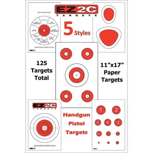 125 EZ2C Targets Favorites 5 Handgun Styles Paper Targets Bundle 11"x17" USA Made