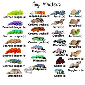Tiny Critters | Pocket Buddies- 3D Printed Assorted Animal Fidget Figurines. Realistic Appearance. Approximately 2- 2.5 Inch. Decor Collectibles Ornaments. Customizable