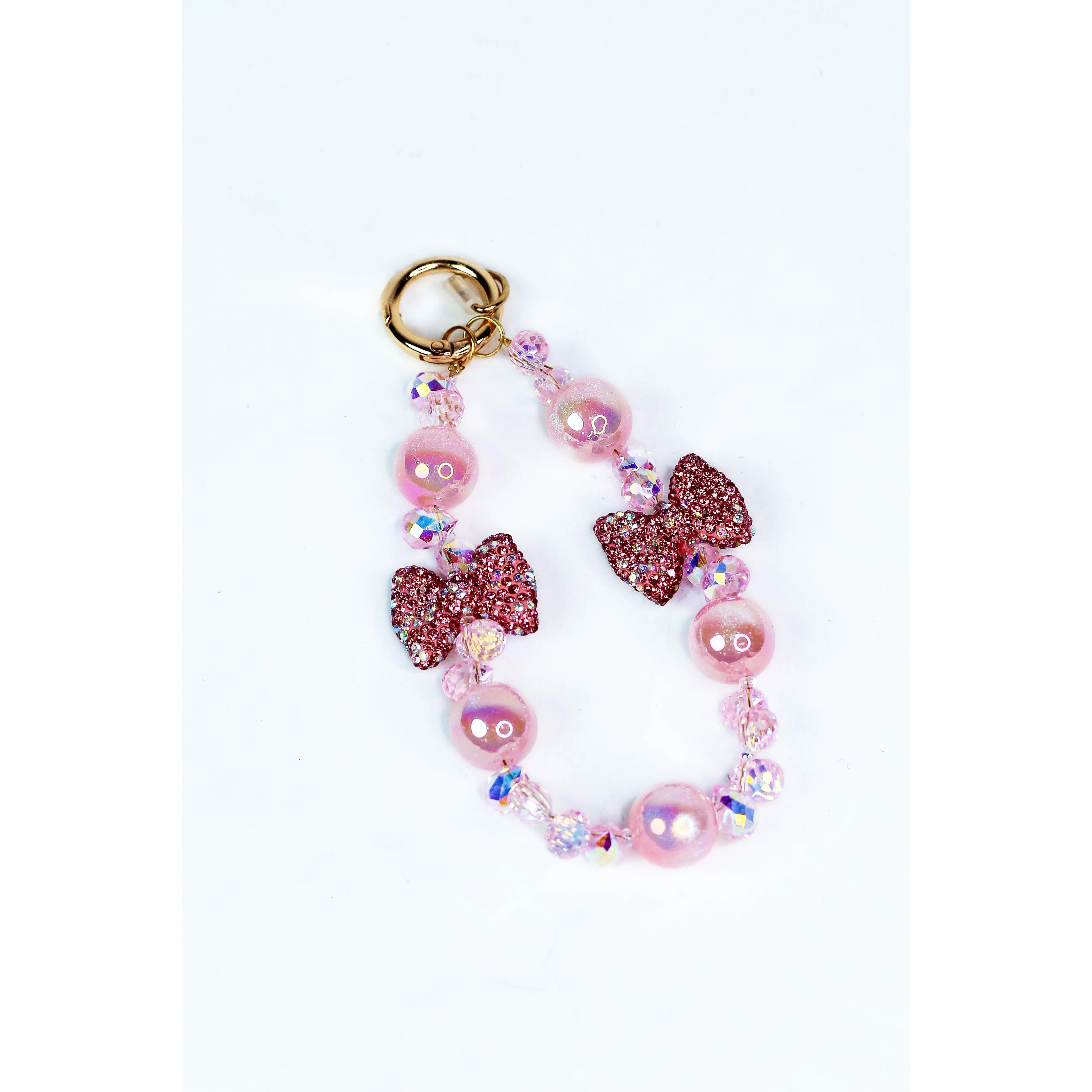 Marble Ball & 3D Bow Wristlet Keychain