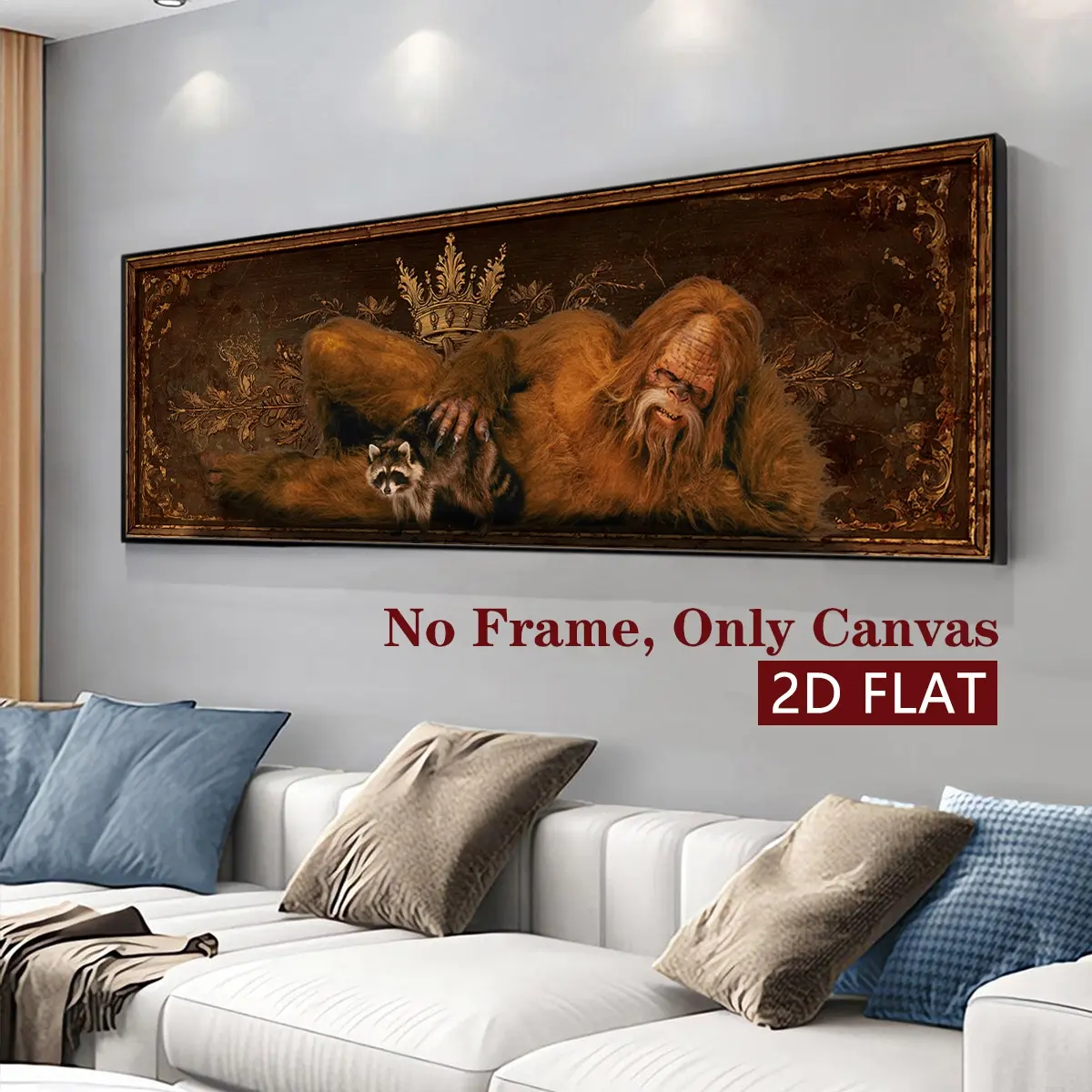 1 Count Frameless Canvas Poster, Fun Bigfoot Poster, Wildman Halloween Decoration Poster, Interesting Characters, Modern Art, Perfect For Living Room Home Decor, Bedroom, Office, Kitchen Wall Art, Unscented, Waterproof Painting, Artwork, Frameless