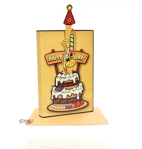 Birthday Card with 3D Cake and Candle Design for Celebrations
