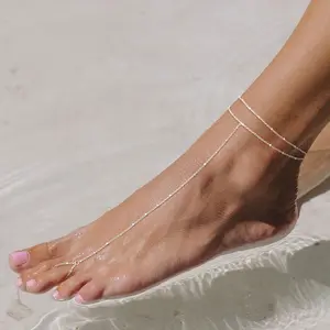 Women Foot Chain Ankle Bracelets Waterproof Dainty Layered Barefoot Sandals Anklets  Beaded CZ Link Anklets Set Foot Jewelry for Women