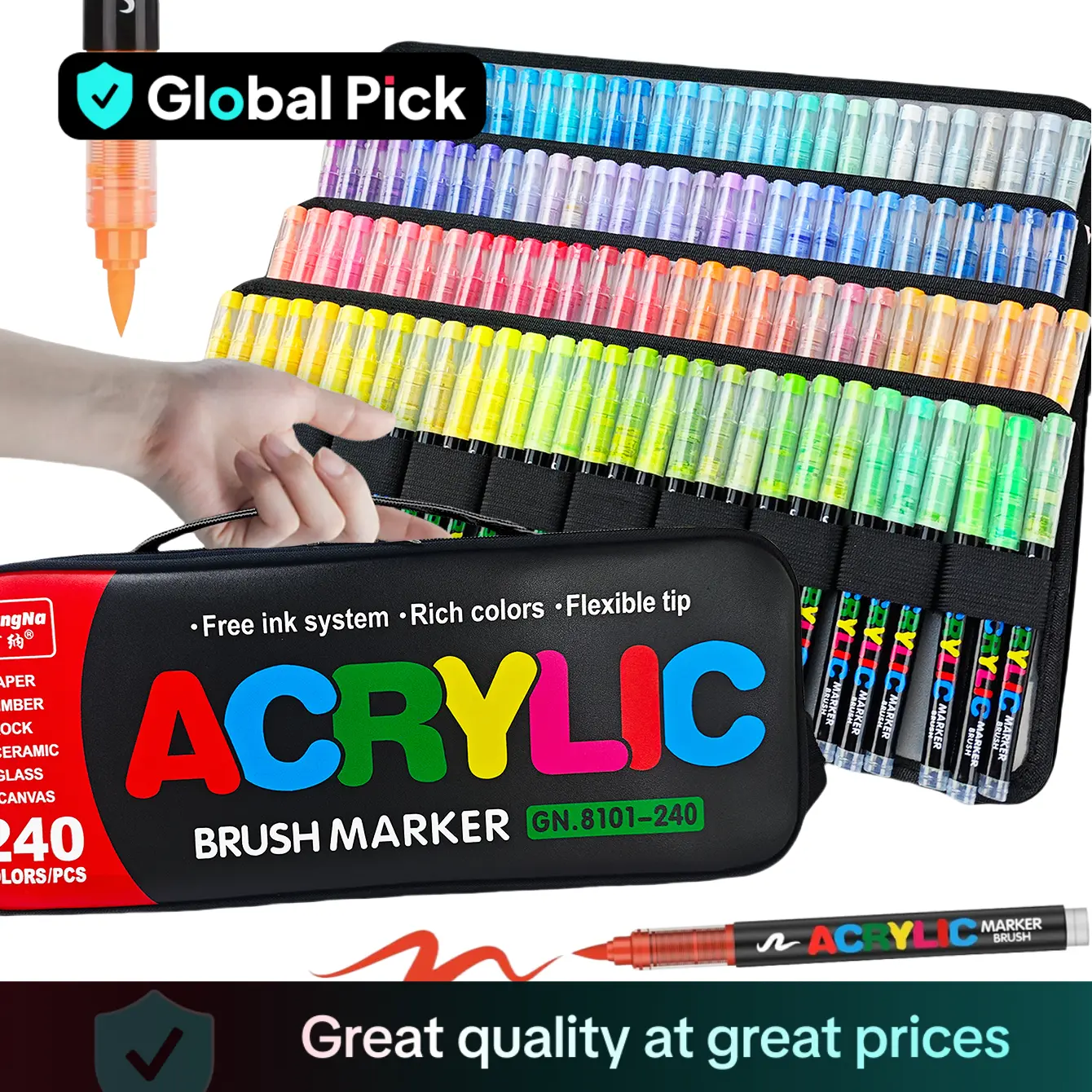 Acrylic Brush Marker Pen, 1 Set Waterproof Pen with Soft Brush Nib, Art Paint Marking Set for Glass Stone Wood Plastic Paper