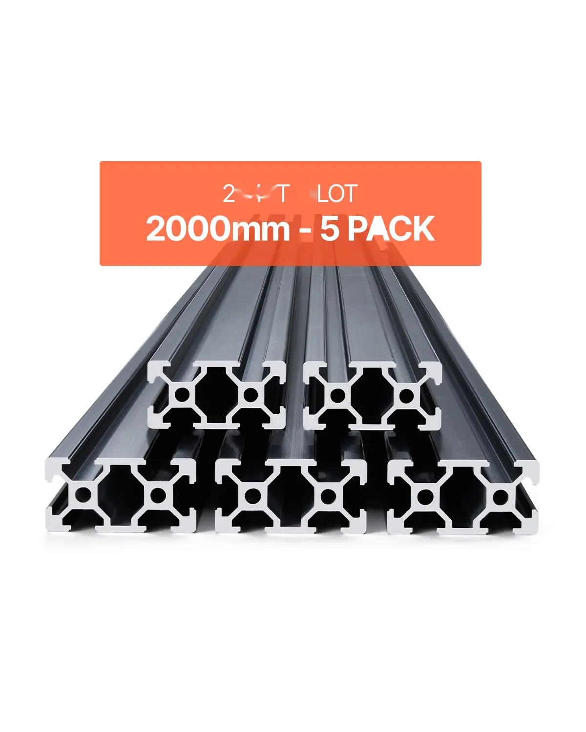 Five Piece 78.7 Inch (2000mm) T-Slot 2040 Aluminum Extrusion Anodized Linear Rail Assembly For CNC Machines And Linear Motion Projects, Modular Aluminum Profile System With High Strength, Precision Guidance, Easy Mounting