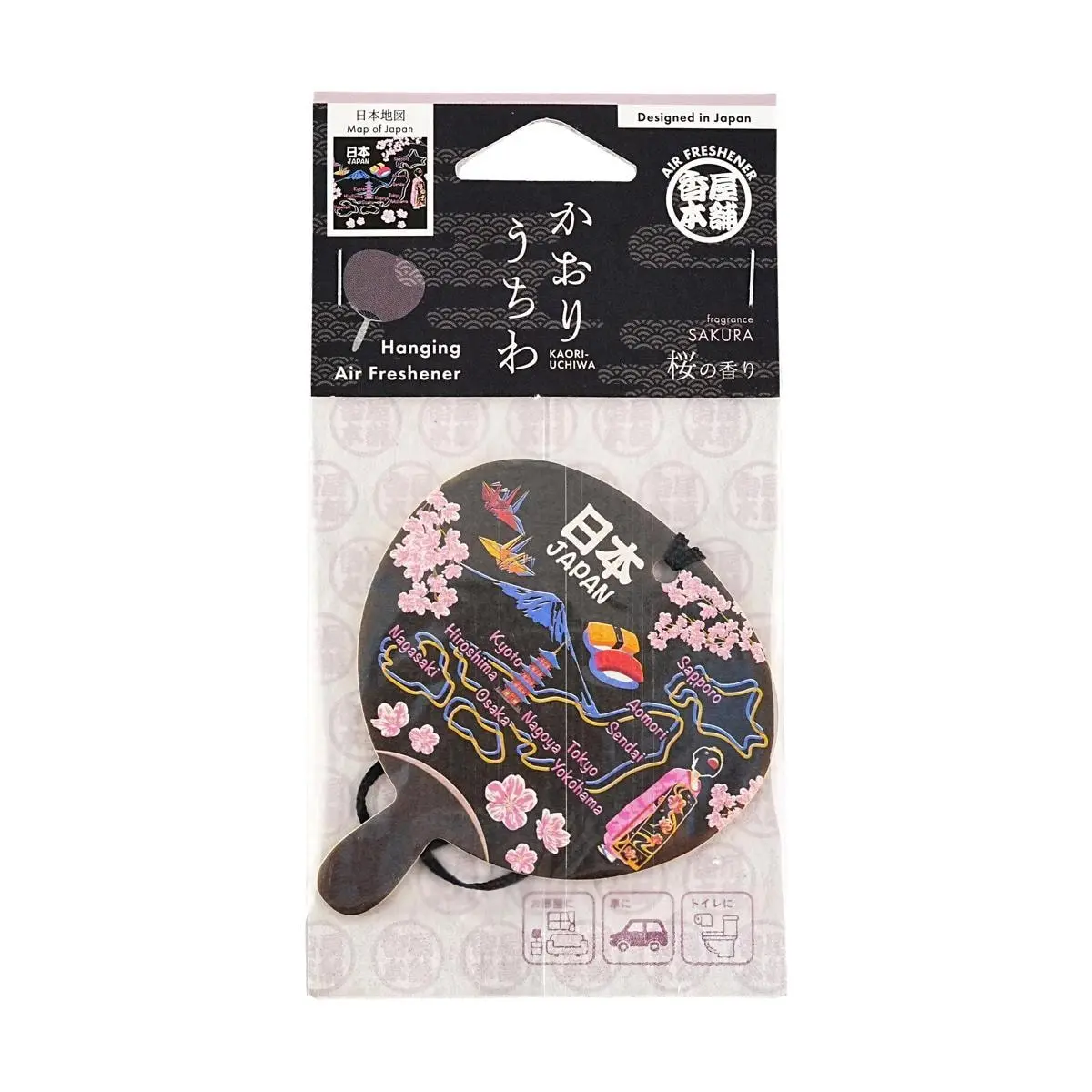 KAORI-UCHIWA Japanese Cherry Blossom Scented Fan Air Freshener Car Home Hanging Aroma Card
