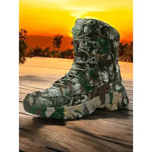 Men's Camo Pattern High Top Lace Up Tactical Boots, Casual Comfortable Anti-Slip & Wear-Resistant Thick-Soled Outdoor Sports Boots, Fashionable Boots for Outdoor Activities, Tactical Hiking BootRAIMENTRY