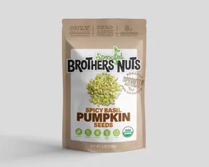 Brothers Nuts Spicy Basil Pumpkin Seeds 6oz - Seed Oil Free, Sprouted, Keto, Organic, Zero Sugar, Dairy Free, Gluten Free