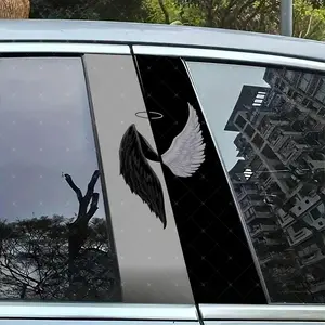 2pc Wings Vinyl Sticker, Car B Pillar Protection Decal, Easy Peel & Stick, Sunproof Waterproof Scratch Resistant, All Cars Decor, Side Decals, Decal For Cars