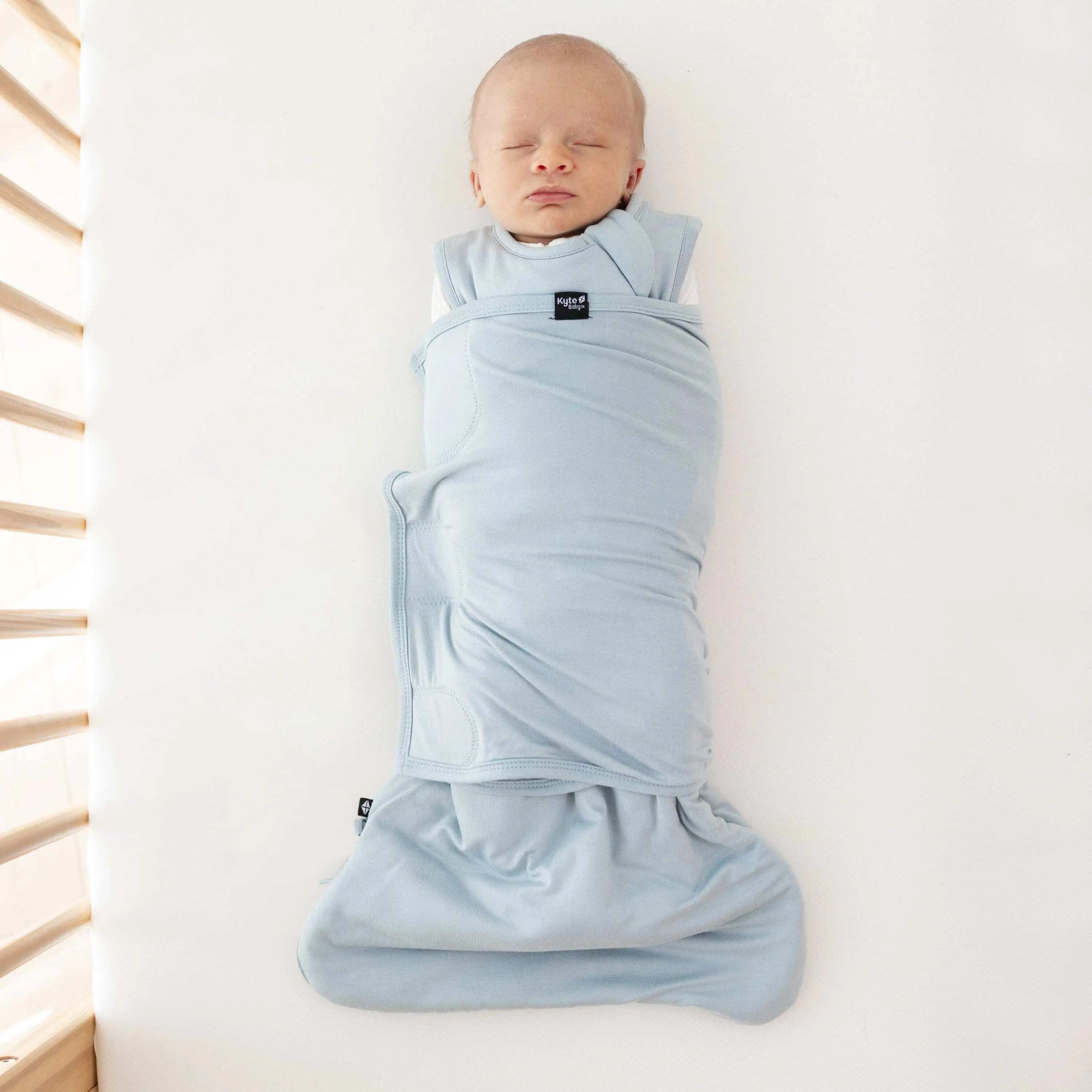 Kyte Baby Sleep Bag Swaddler Fog - 1.0 TOG Bamboo Rayon Blend, Newborn Infant Sleep Sack with Removable Adjustable Velcro Swaddle Wrap, J-Zipper, Breathable Eczema-Friendly, Size XS
