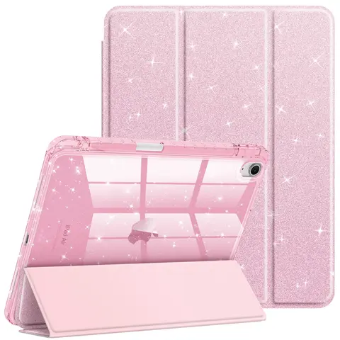 Fintie Hybrid Slim Protective Case for iPad Air 11" (M4/M3/M2 Chip)/10.9" 5th/4th Gen, Hard Shell Back Cover, Built-in Pencil Holder, Auto Wake-Close Flip Stand, Computer Accessories for Girls