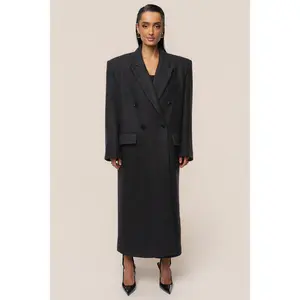 Black Oversize Double Breasted Coat