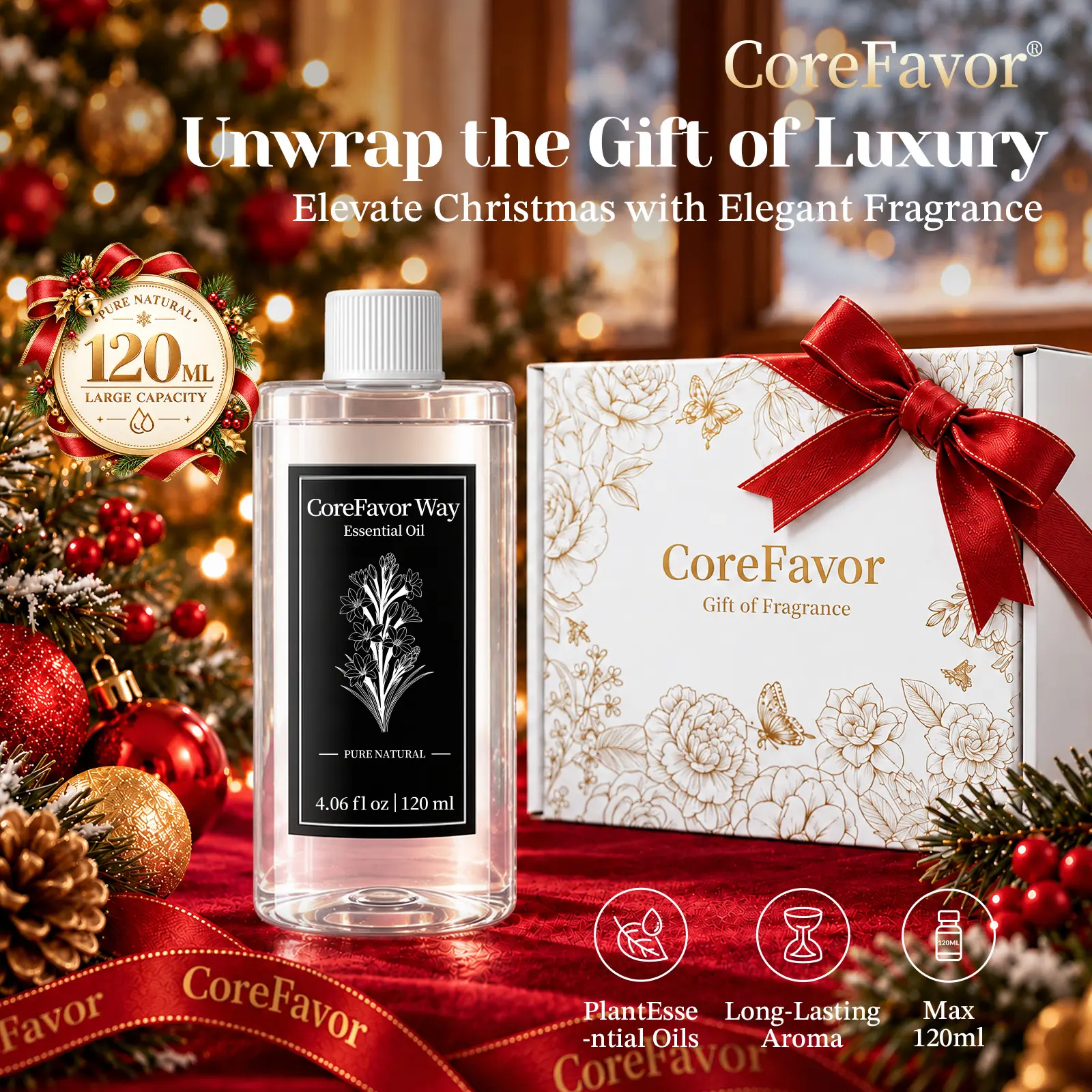 CoreFavor H2 Premium Home Fragrance Oil | 120ml Natural Plant-Based Aroma Oil, Gentle Alcohol-Free Formula, Rich & Comfortable Scent for Diffuser, Bedroom, Living Room, Bathroom & Office,back to school,back to school haul