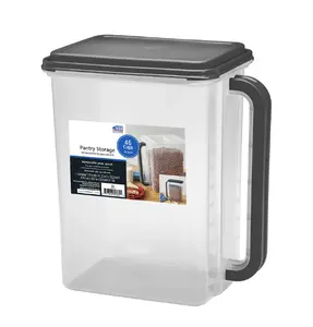 USA Pantry Storage Bulk Canister Holds 46 Cups Dark Gray Lid & Handle Food Storage Container Clear Plastic Container