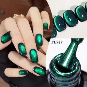 FourLily 10ML New Ultra-Bright Emerald Cat Eye Nail Gel Polish, Gel Based, Trendy Green Magnetic Gel Nail Polish, Shiny Gloss for Nail Art in Women's Salons, Nail Art Supplies, UV Light Gel /LED Lamp Cured, Nail Products