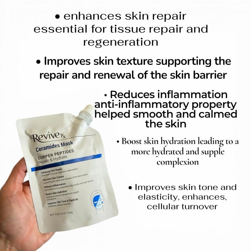 4-Pc REVIVE RX COPPER PEPTIDES REPAIR& HYDRATE SKINCARE SET-copper peptide face cleanser 5Fl Oz, copper peptide Ceramides mask 3.5374 Oz, copper peptides cellular renewal elixir 3.3 Fl Oz,copper peptides face & neck firming cream net 1.764 oz 4-Pc REVIVE RX COPPER PEPTIDES REPAIR& HYDRATE SKINCARE SET-copper peptide face cleanser 5Fl Oz, copper peptide Ceramides mask 3.5374 Oz, copper peptides cellular renewal elixir 3.3 Fl Oz,copper peptides face & neck firming cream net 1.764 oz