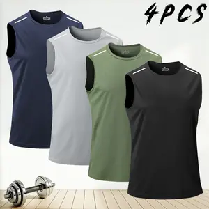 4-pack sleeveless sports top, trendy athletic style, made with skin-friendly breathable material, suitable for both gym workouts and outdoor jogs, excellent value for money Fitness Outfits Exercise Activewear