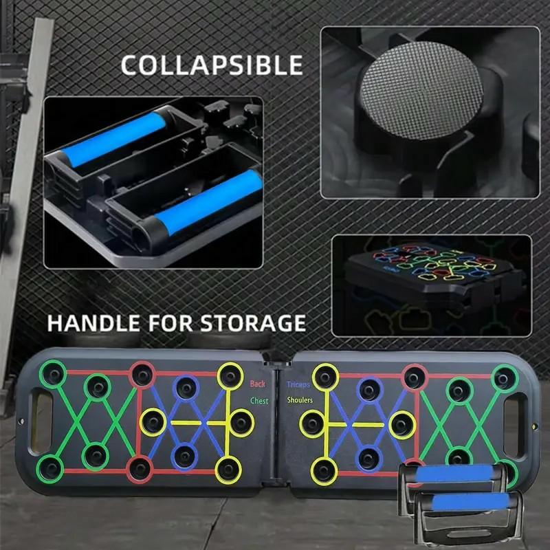 5-in-1 Push Up Board Training Set Portable Home Gym Equipment for Chest & Full-Body Strength Training Foldable Pushup Board with Resistance Bands for Men Women Fitness Addicts