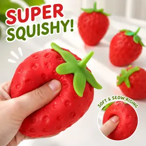 Strawberry & Cheese  Toy, Soft Slow-Rising Squeeze Fidget Toy, Cute Desk Toy for Stress Relief & Fun Valentine Squishy Toy Card Bear