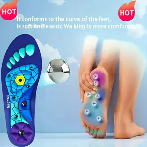 Unisex Magnetic Insoles - Comfortable Support for Work Boots. Odorless EVA Material, Blue & Purple Hexagonal Design with Magnetic Suction Cups, Ergonomic Footwear for Enhanced Comfort & Pressure Workout Shoes Stylish Footwear Accessory Latex Construction.