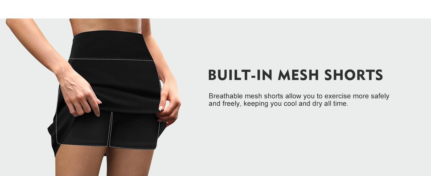 Women’s High-Waisted Active Skirt - Stretchy Sports Skort with Built-in Shorts & Pocket for Running, Golf, Summer Casual Wear