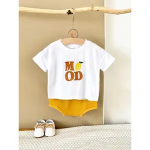 Summer Baby Fresh Loose Lemon Theme Short Sleeve + Shorts, Infant Toddler Clothing Set, Comfortable and Stylish