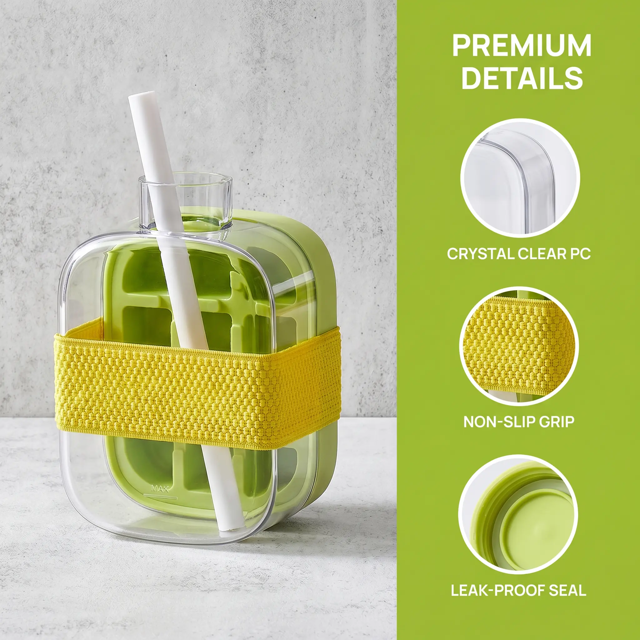 2-In-1 Silicone Reusable Ice Cube Mold Tumbler with Strap, Straw, Lid & 2 Sizes, Portable Coffee Cold Drink Cup for Outdoor Travel