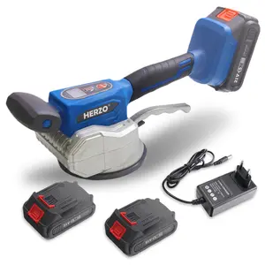 HERZO Cordless Power Tools Tile Vibration Leveling Machine with 12 Adjustable Speed & Suction Cup & Digital Display & 2 Batteries (20V) for Renovation