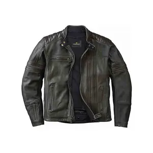 Men's Original Leather Armor & Thermal Liner Moto Jacket - 100% Top Grain Leather with Zipper Closure