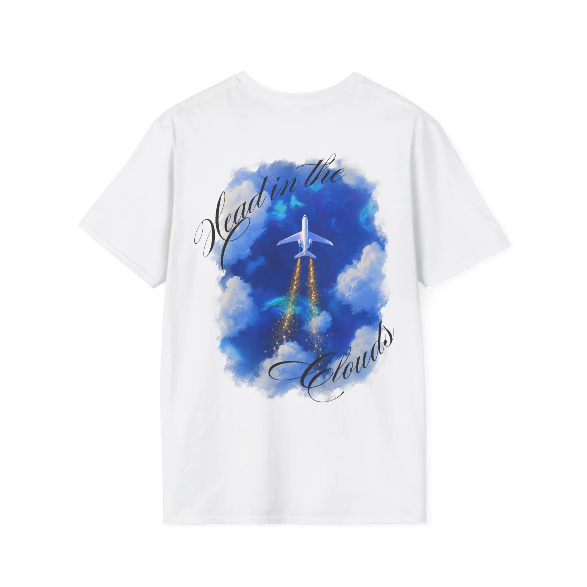 Head in the Clouds Airplane Graphic T-Shirt | Travel Lover Tee | Wanderlust Shirt | Aesthetic Vacation Graphic Tee | Gildan 64000 Unisex Softstyle Shirt | Gift for Travelers