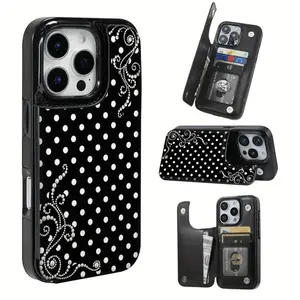Phone Case: Pearl Polka Dot Fantasy Pattern. This practical TPU phone case features a patterned design and includes a card slot function, capable of holding bank cards, bus cards, and various other cards. Suitable for iPhone 17/16/15/14/13/12.