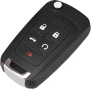Flip Folding Replacement Key Fob Case Shell Fit for Chevy Camaro Cruze Equinox Impala Malibu Sonic Keyless Entry Remote Control Car Key Fob Cover (5 Buttons, Black)