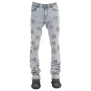 "Crystal" Stacked Denim - Grey