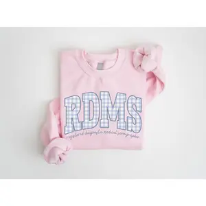 Sonographer T-Shirt - Blue Gingham Work Style Ultrasound Tech Gift for RDMS Registered Diagnostic Medical Sonographer