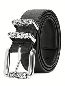 Men's Casual Retro Trend Belt, Neutral Vine Roller Needle Buckle, Y2K Style, Suitable for Daily Wear, Work, Special Occasions, Trendy Belt