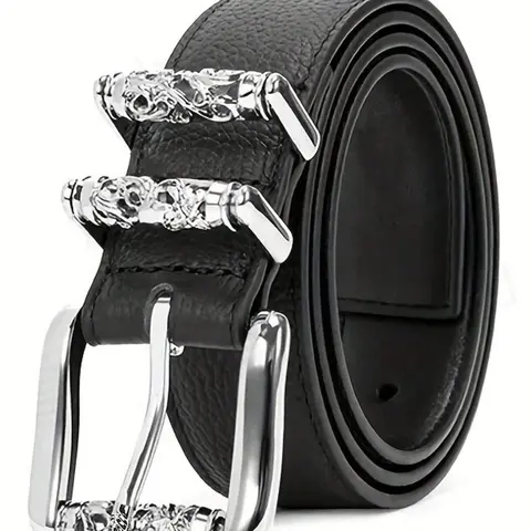 Men's Casual Retro Trend Belt, Neutral Vine Roller Needle Buckle, Y2K Style, Suitable for Daily Wear, Work, Special Occasions, Trendy Belt, Casual Style Belts, Belt With Buckle