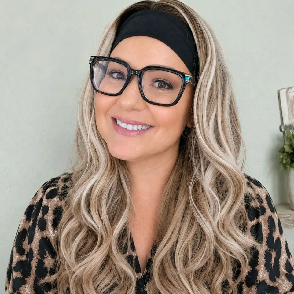 New Release Summer  K135509 Headband wig bundle. Cool Mushroom Bronde.  A dimensional mushroom ash blonde featuring a medium ash brown shadow root, cool beige blonde throughout,and icy platinum highlights.Complete bundle must be returned for full refund.