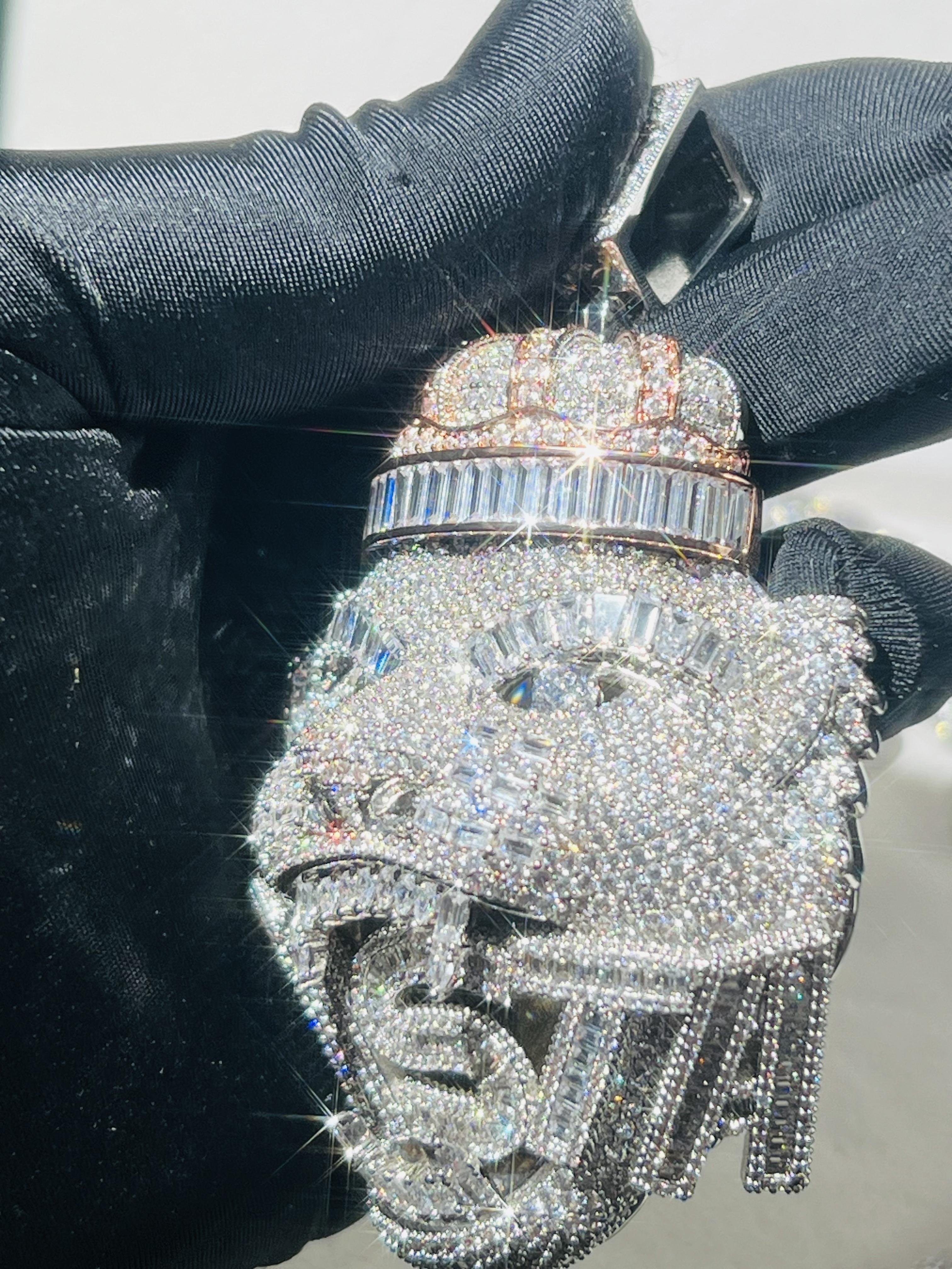 Micro Pave Vvs Ice Diamond 3D Lion Head Pendant High Charm Luxury Pendant Vvs Glory Diamond Hip Hop Men's Pendant, Valentine's Day Easter Gift Anniversary Gift